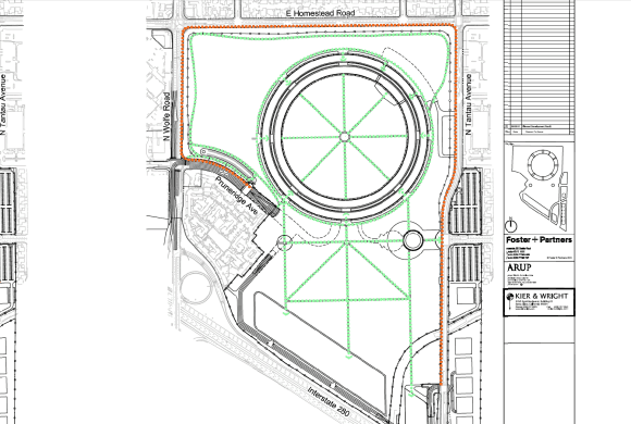 Traffic planning - Pedestrians - Apple Campus 2 - © Apple Inc. - Foster + Partners