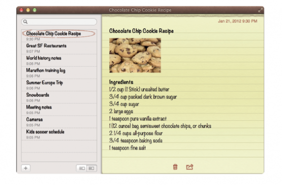 Notes app in Mountain Lion