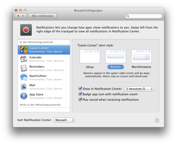 Notification Center - Configuration