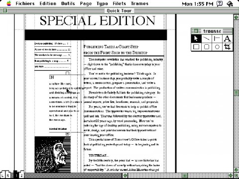 Screenshot of PageMaker 1.0 (french version)