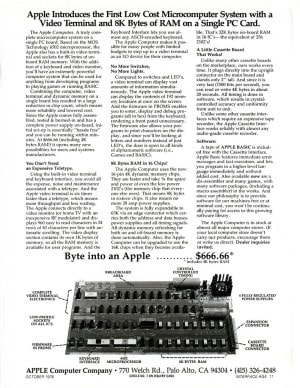 Introductory advertisement for the Apple I Computer