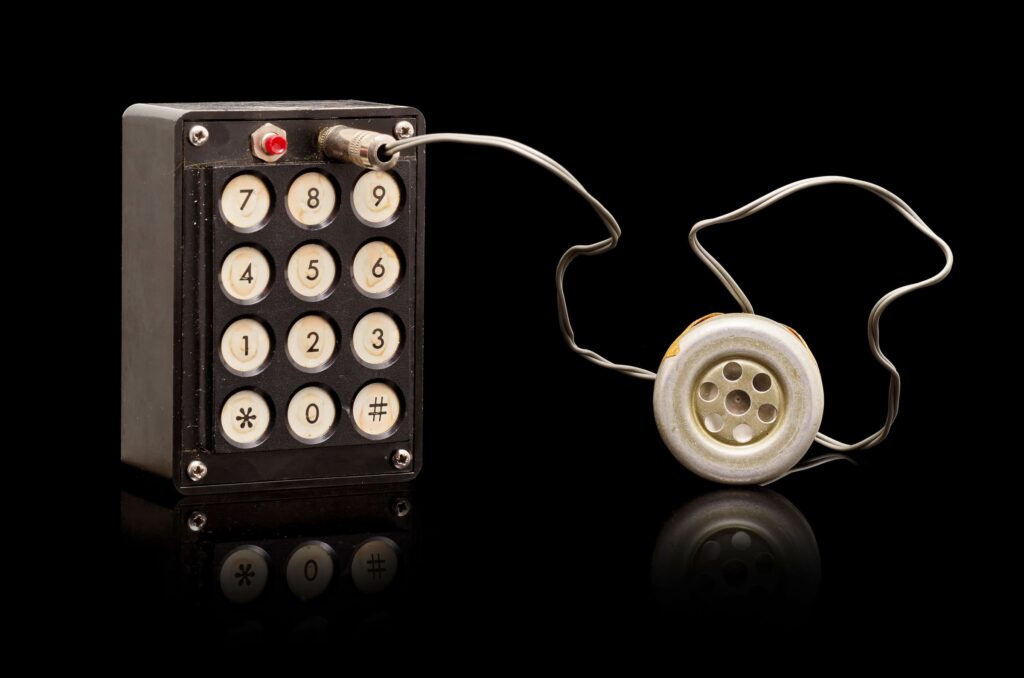 Close up of the blue box