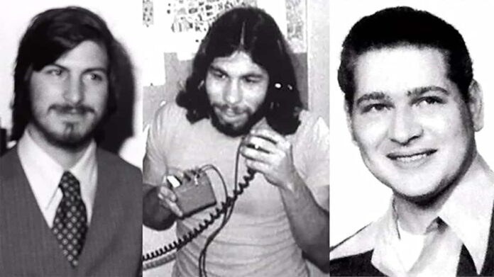 The three founders of Apple Computer: Steve Jobs, Steve Wozniak and Ron Wanye